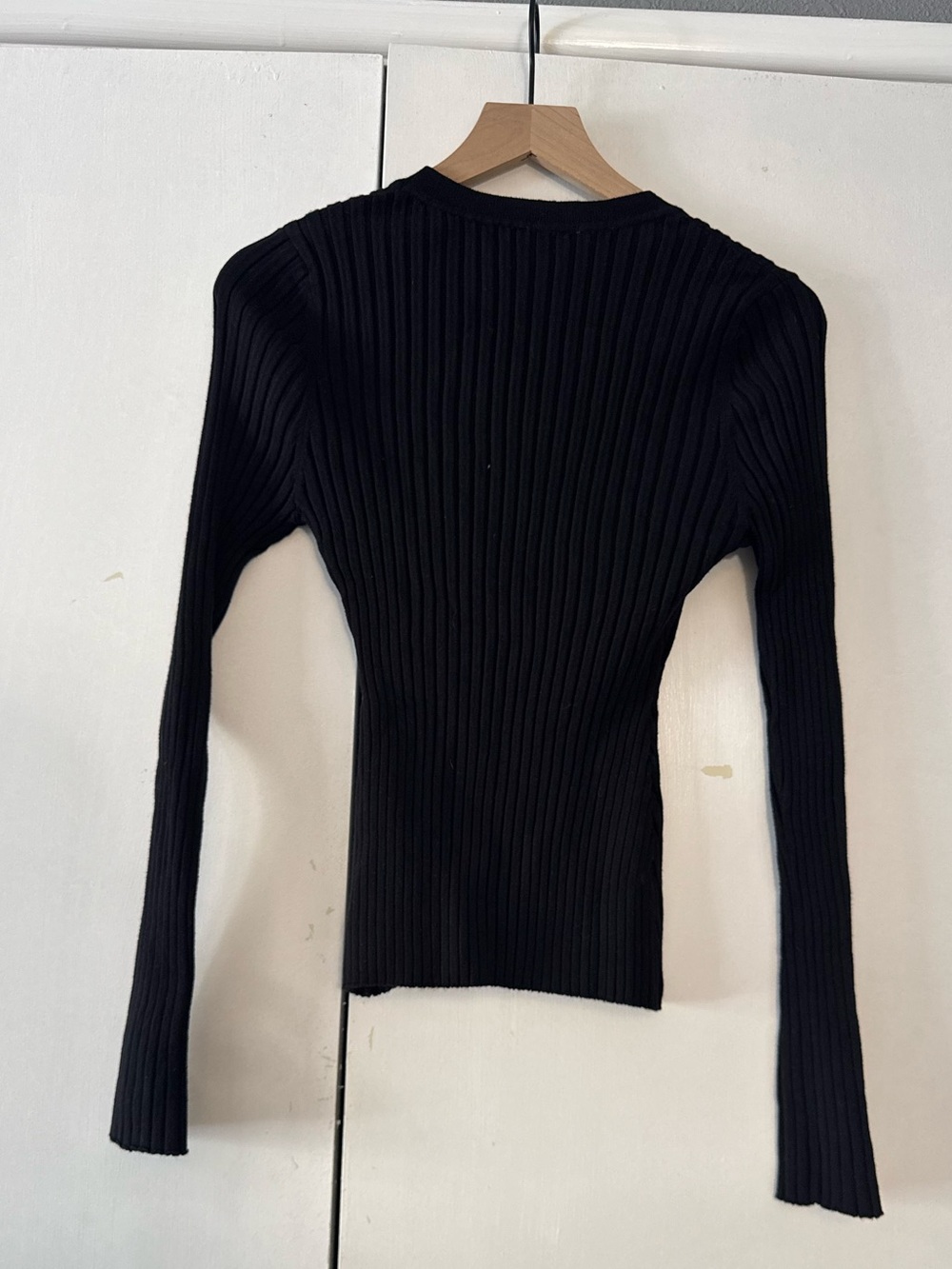 Quince Cotton Cashmere Ribbed Long Sleeve Sweater Black Large - Picture 8 of 9